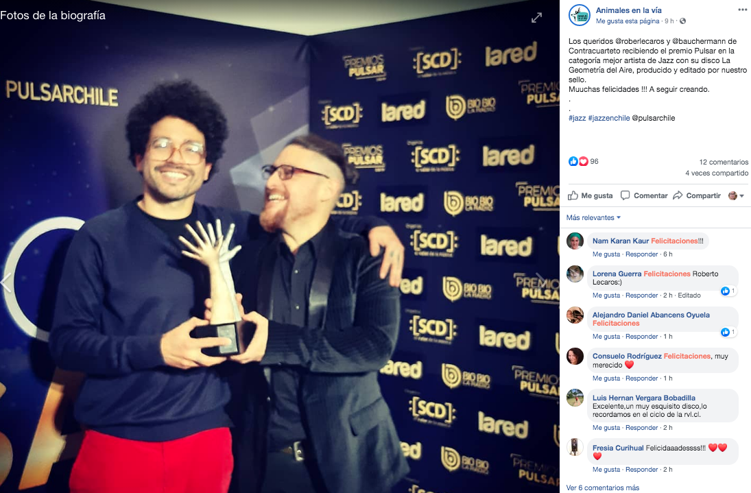 Roberto Lecaros recibe Premio Pulsar – Mejor Artista Jazz